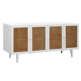 Potenza White Paint and Natural Rattan Finish Sideboard